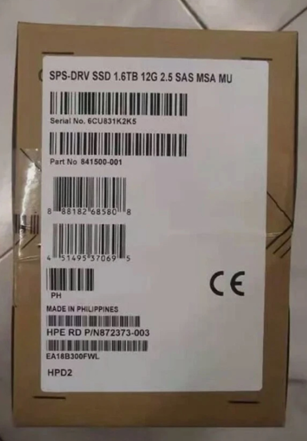 New N9X91A HPE MSA 2050 841500-001 2.5″ 1.6TB SSD SAS 12G MU Solid State Drive