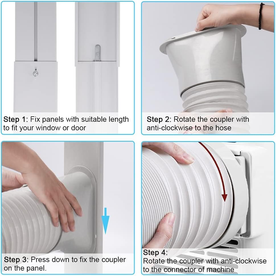 Portable Air Conditioner Window Vent Kit with 5.9” Exhaust Hose Adjustable