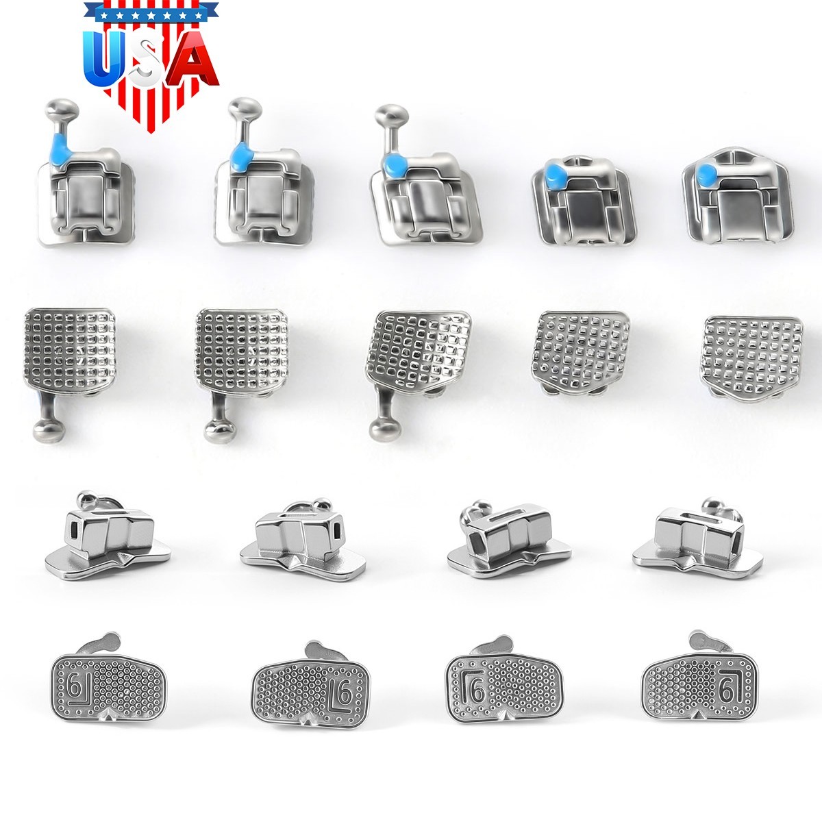 AZDENT Dental Orthodontic Self Ligating Bracket Mini Roth.022 Hooks 345