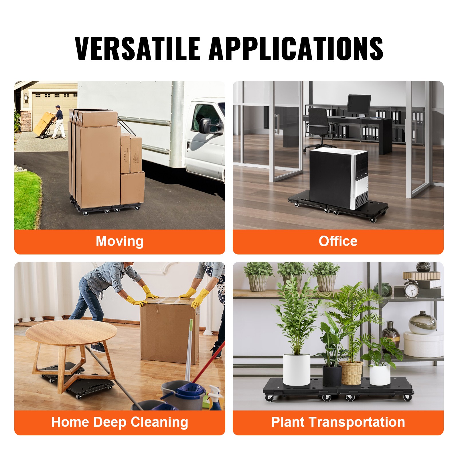 VEVOR 2PCS Platform Dolly Interlocking Edge Furniture Mover 500lbs Capacity Each
