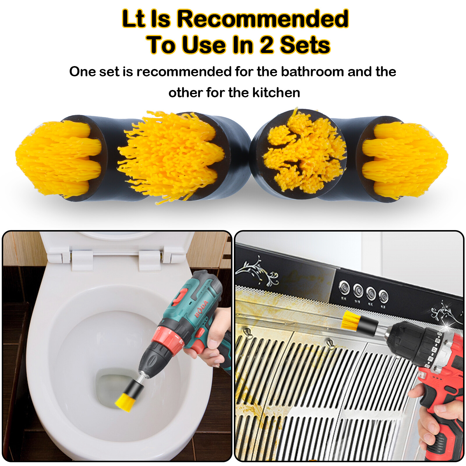 4PCS Drill Brush Attachment Set Power Scrubber For Carpet Tile Grout Cleaning US