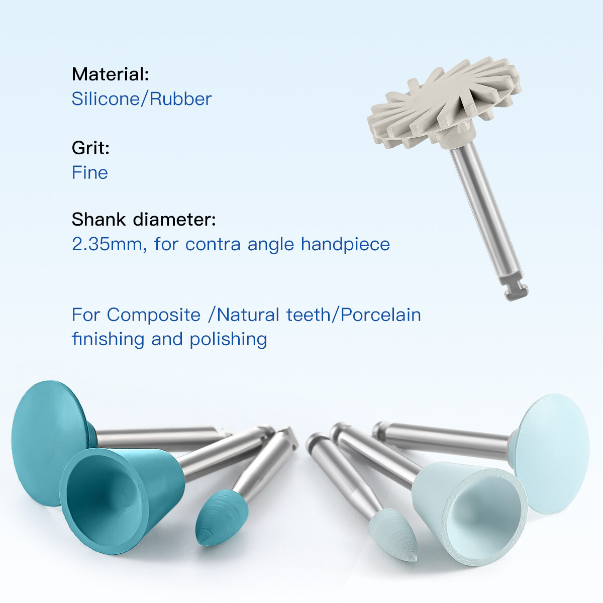 AZDENT kit de pulido de resina dental discos ruedas burs RA 2.35mm 12pcs/pack
