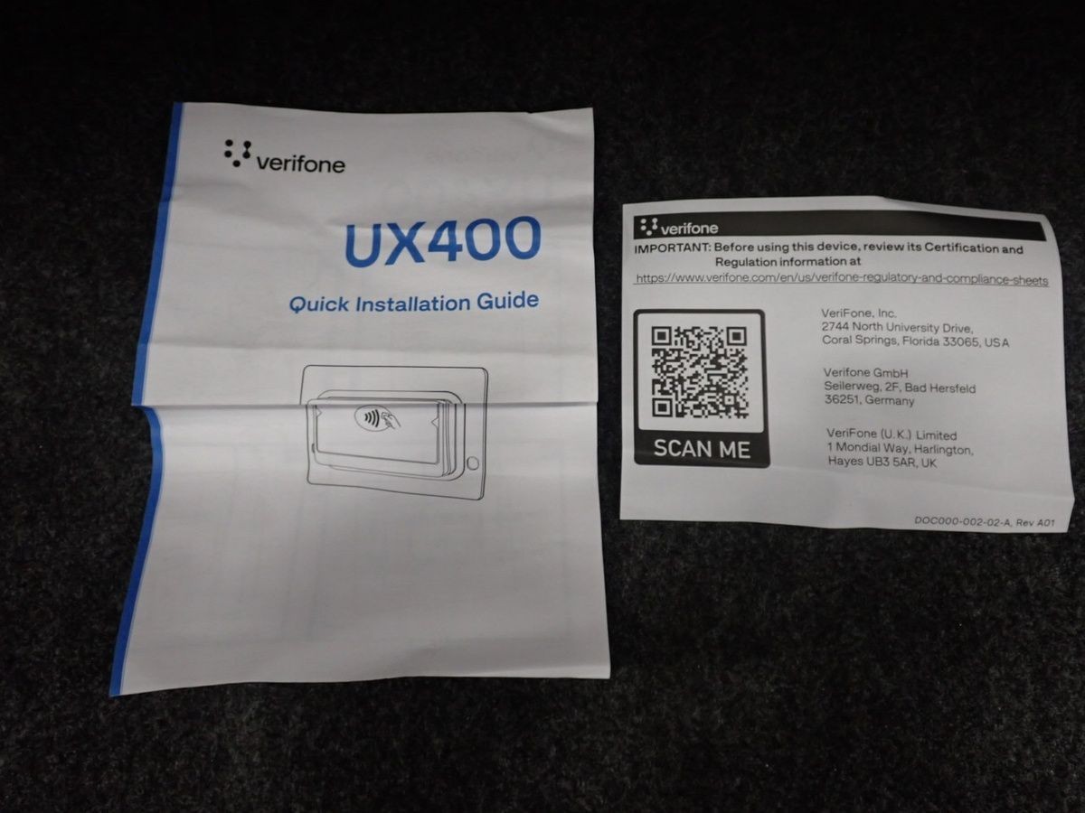 VERIFONE UX400 Contactless Card Reader w/Accessories, W/O Sensor