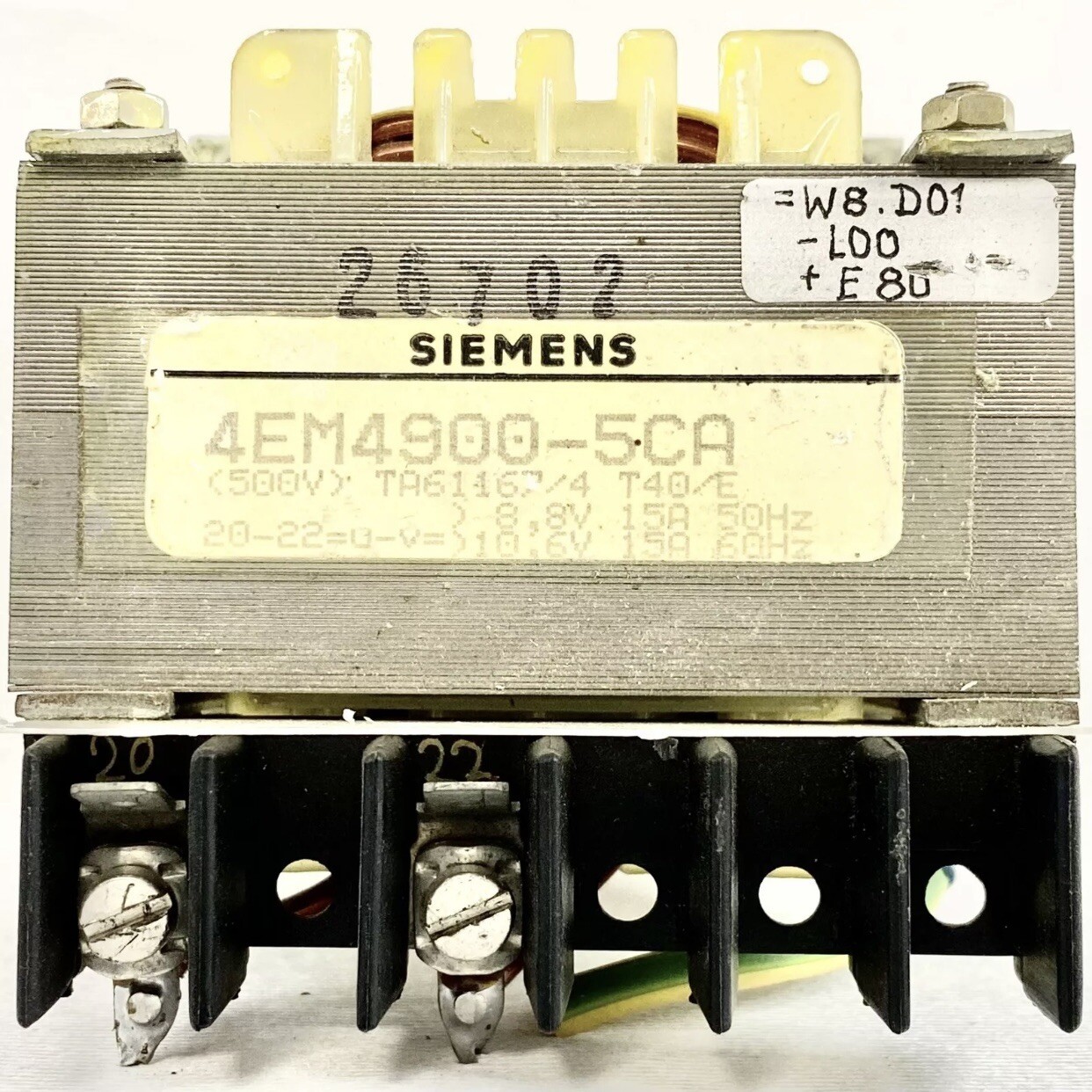 Siemens 4EM4900-5CA / 4EM49005CA Transformer 15A 50/60V – Same Day Ship –