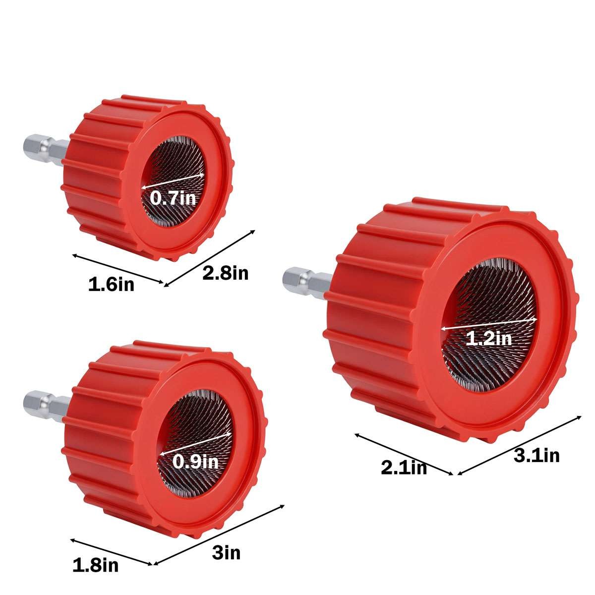 3PCS 1/2″ 3/4″ 1″ Copper Tube Pipe Cleaning Brush Set for Drill Plumbing Cleaner