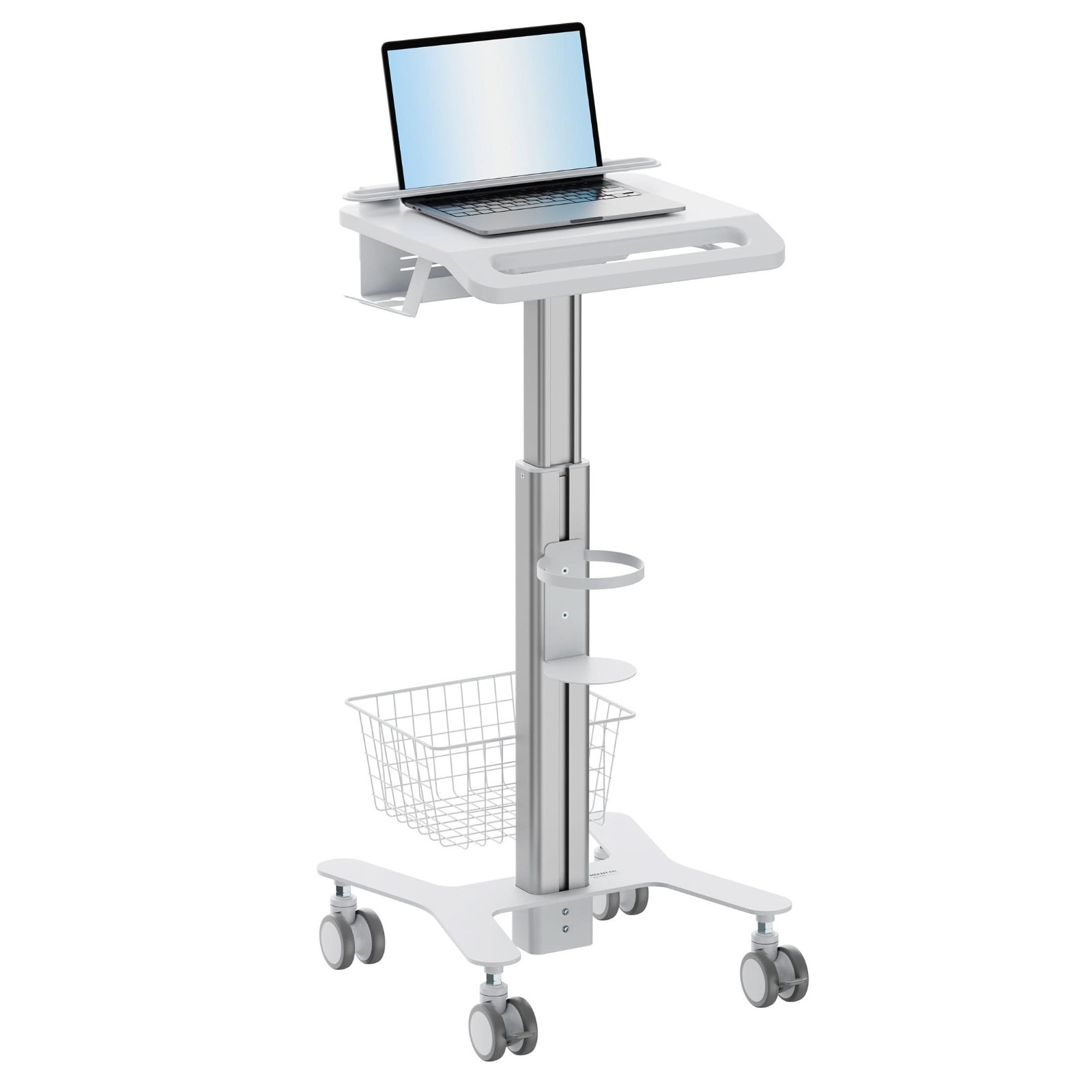 Mount-It! MedHub Height Adjustable Mobile Laptop Cart with Anti-Theft Bar