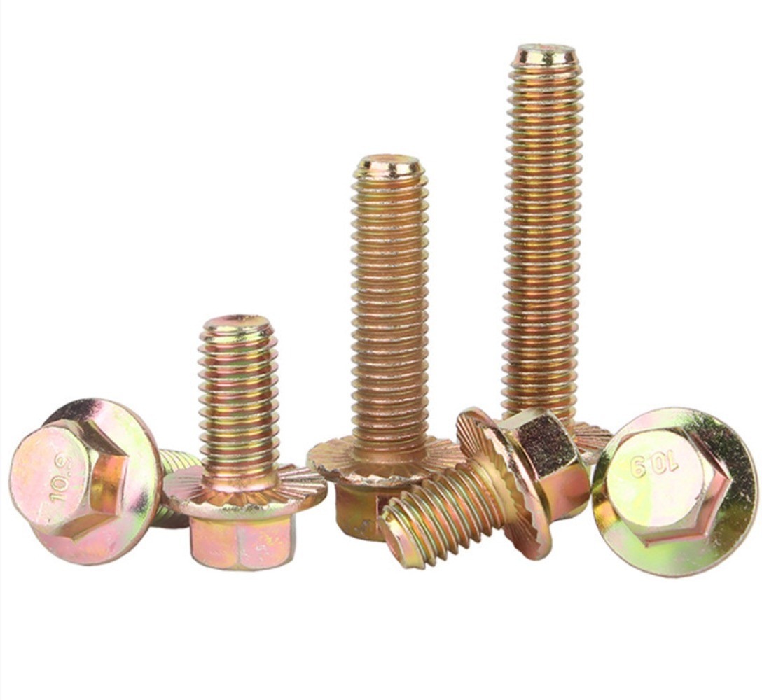 Color Zinc 10.9 Hexagon Flange Bolts Hex Flange Head Screw M6 M8 M10 M12