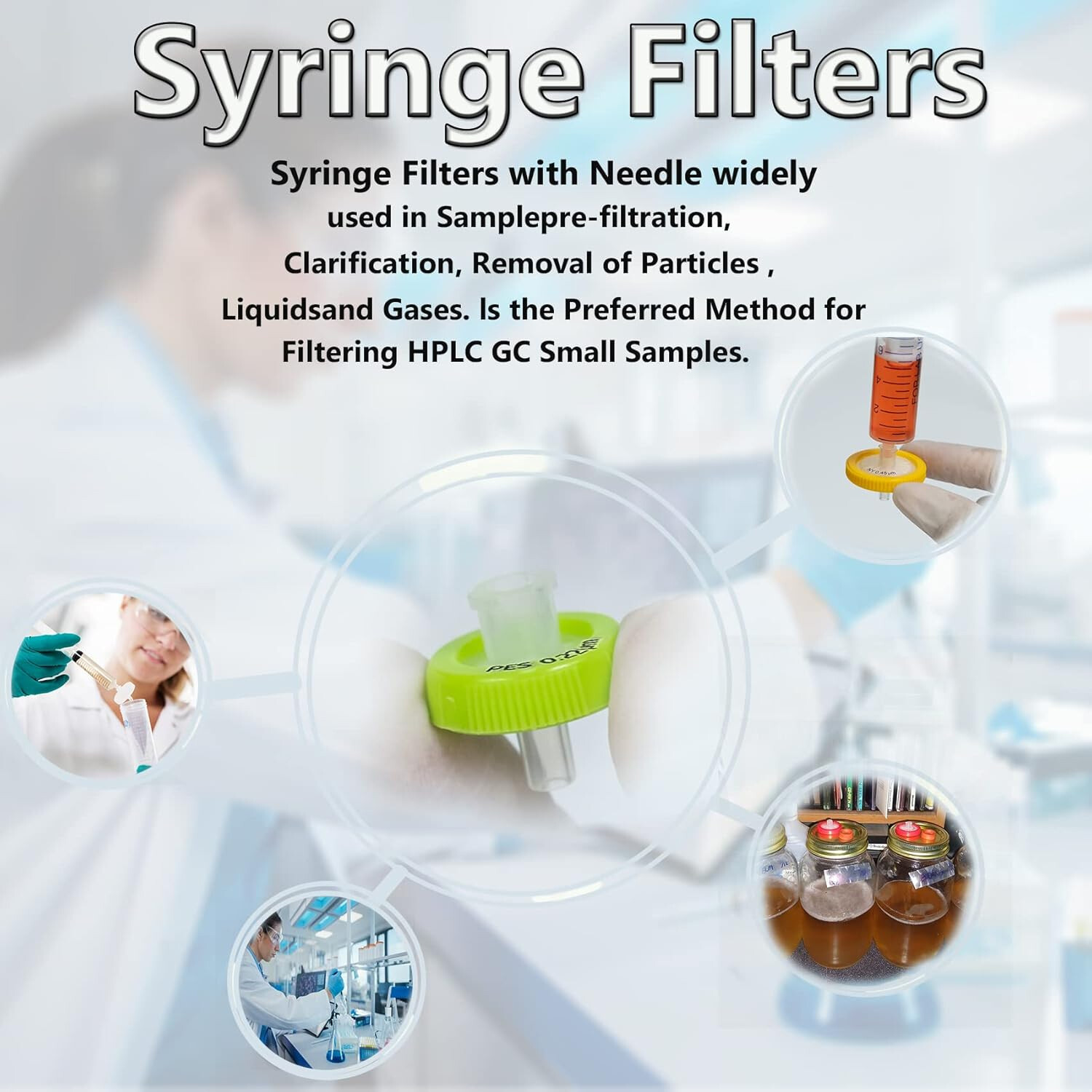 10-100pcs Nylon NY Membrane Syringe Filter 0.45μm 25mm Hydrophilic PP Prefilter