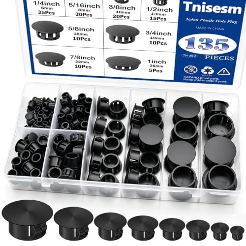 Essential 135Pcs Plastic Hole Plugs – Black, 8 Sizes for Home & Industrial Use