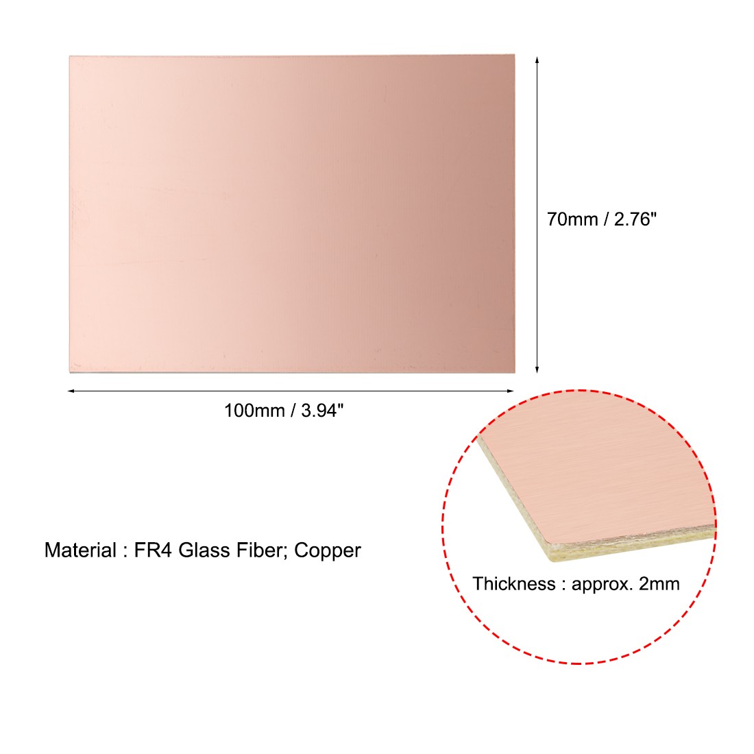 8pcs 100x70mm Double Sided Copper Clad Laminate PCB Circuit Board FR4 2mm