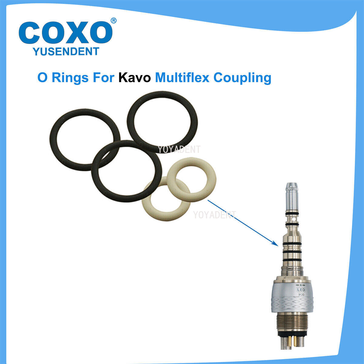 COXO Dental Turbine Fiber Optic High Speed Handpiece LED Coupler 6 Pin Fit KAVO