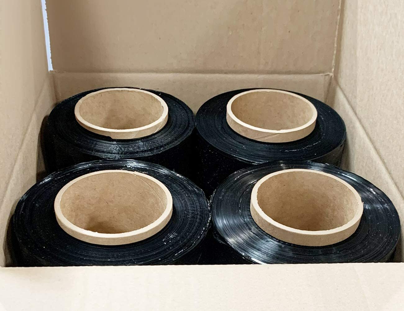 80 GAUGE – 4 Rolls Black Shrink Wrap Stretch Film 18″ X 1000′ Total 4000 FT