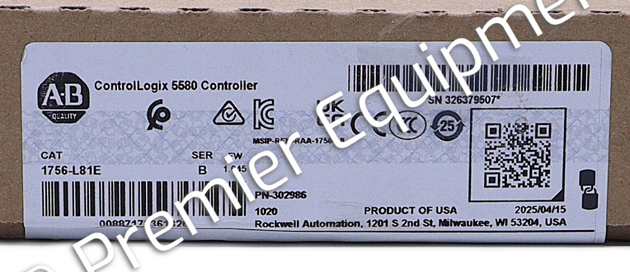 SURPLUS ALLEN BRADLEY 1756-L81E SER B CONTROLLOGIX 5580 CONTROLLER