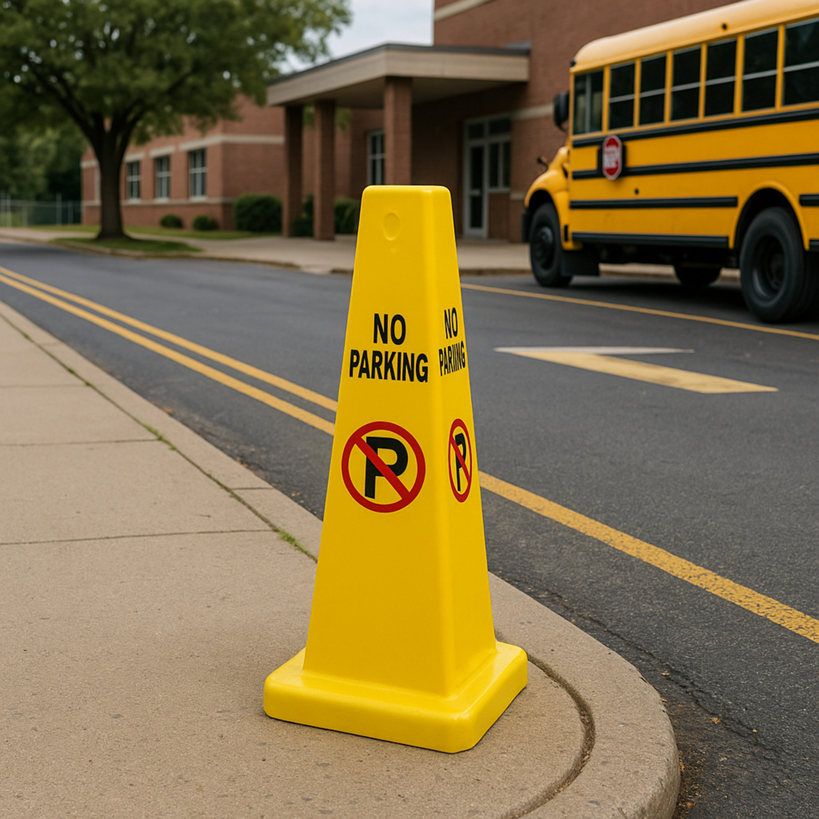 Electriduct 4 Sided No Parking Traffic Safety Cones – Yellow – 27″ Height