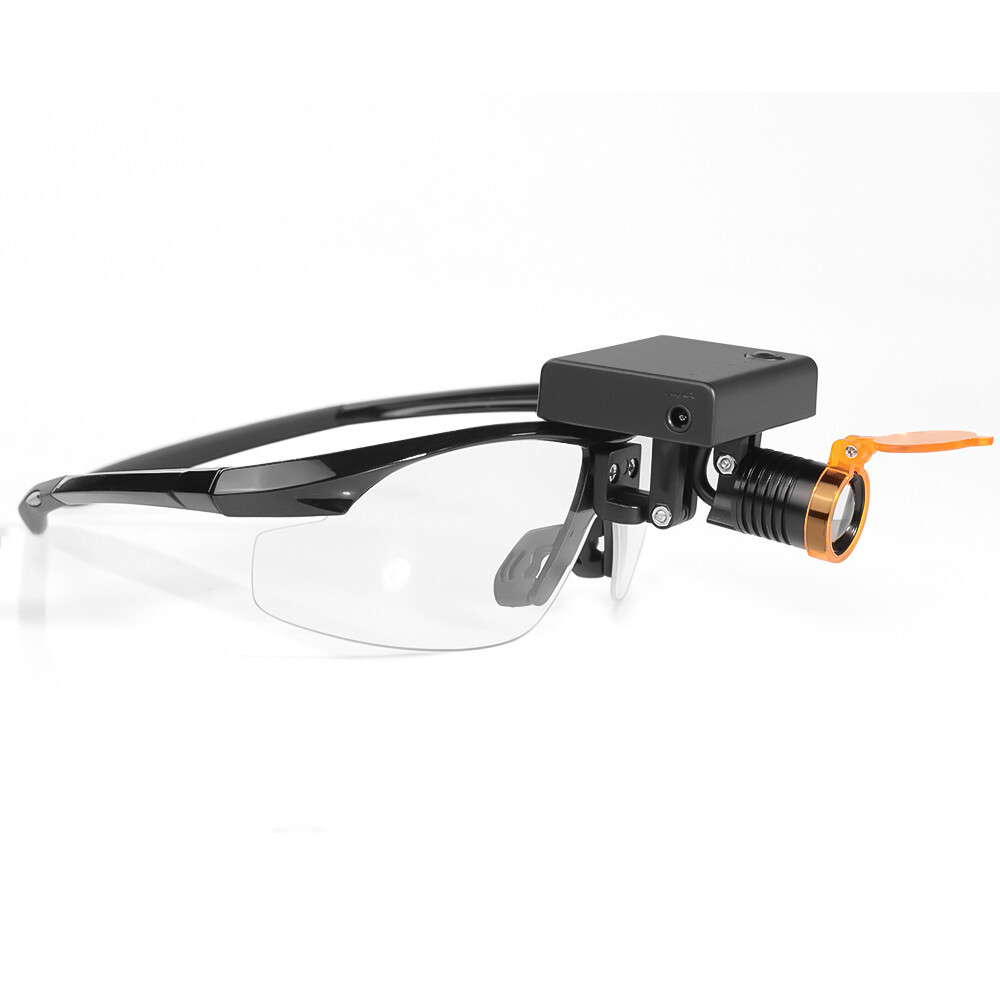 Dental Medical 3W LED Wireless Head Light with Filter & Glasses 2 in 1 Black USA