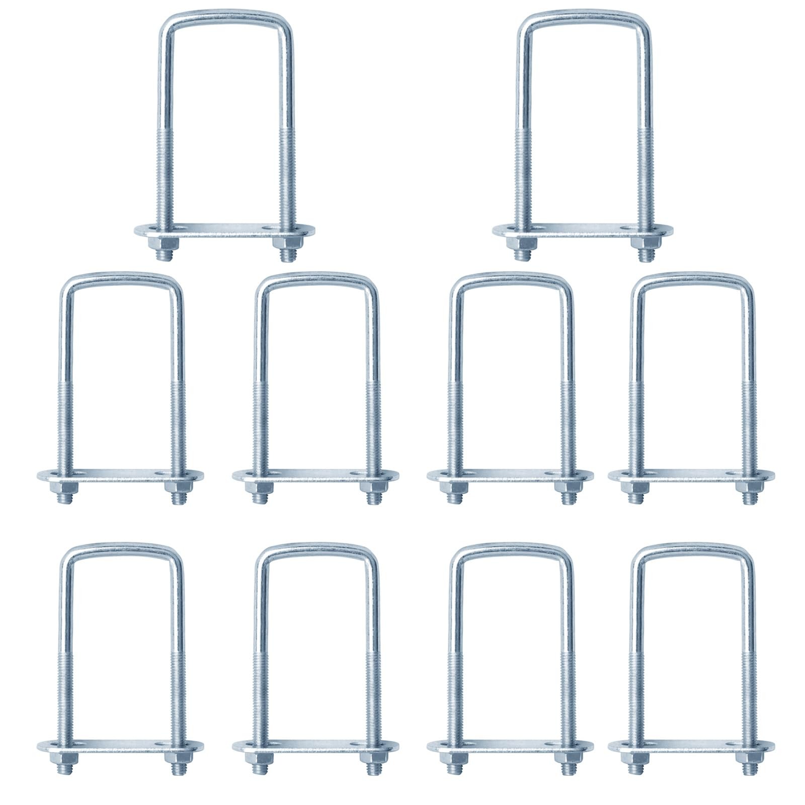 10 Pcs 1-1/2″ Inch Wide Square U-Bolt for Trailer, 3/8″ x 1-1/2″ x 4-3/8″, Elect