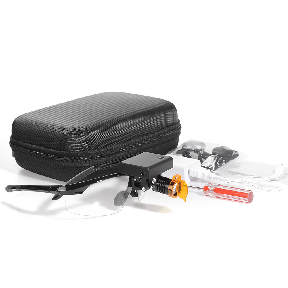 Dental Medical 3W LED Wireless Head Light with Filter & Glasses 2 in 1 Black USA