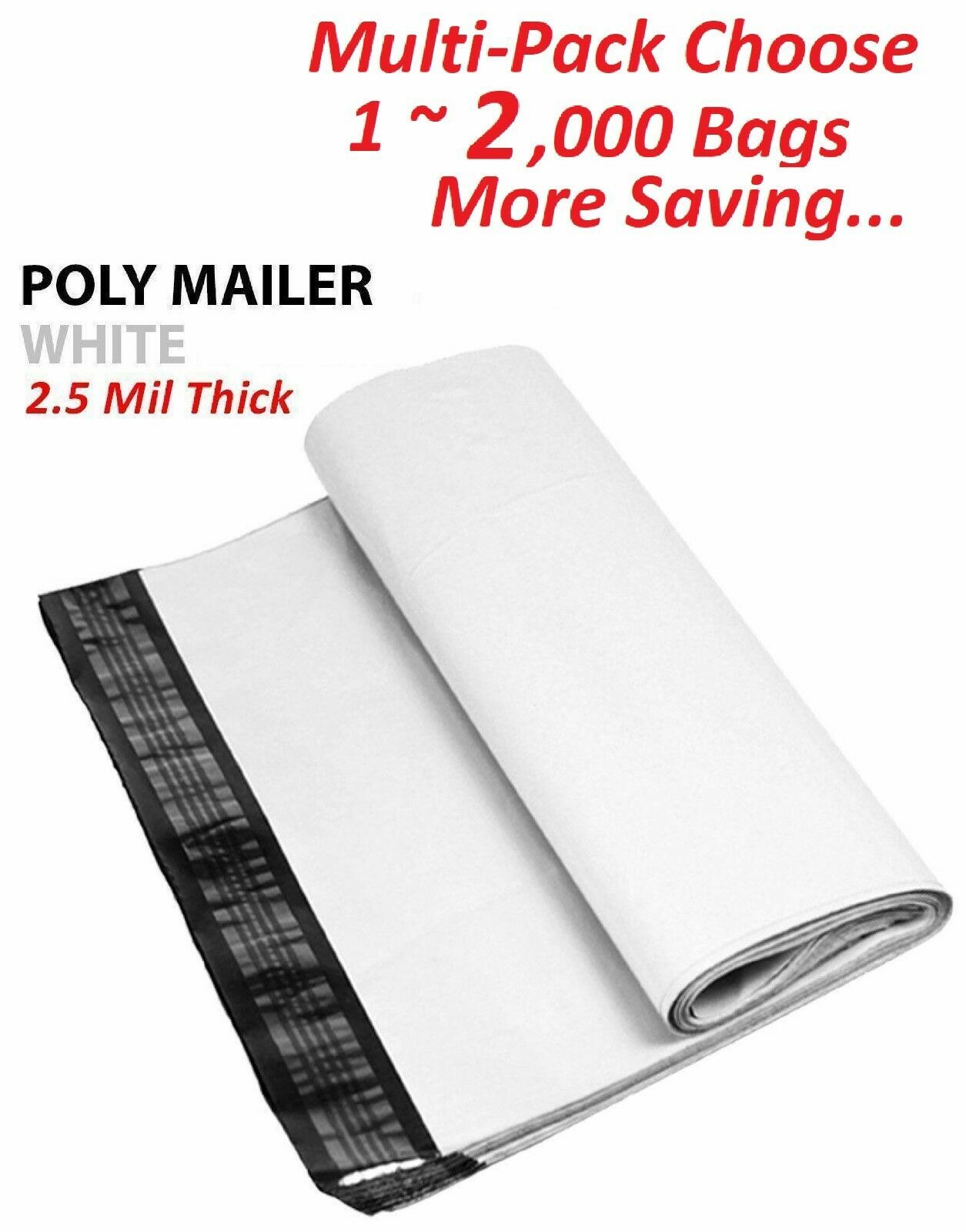 1~1000 Multi-Pack 24×36 White Poly Mailers Shipping Envelopes Self Sealing Bags