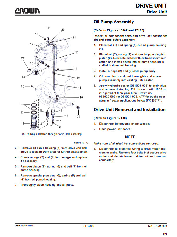 Crown SP3505-30, SP3510-30, SP3520-30 Forklift Repair Service Manual PDF USB