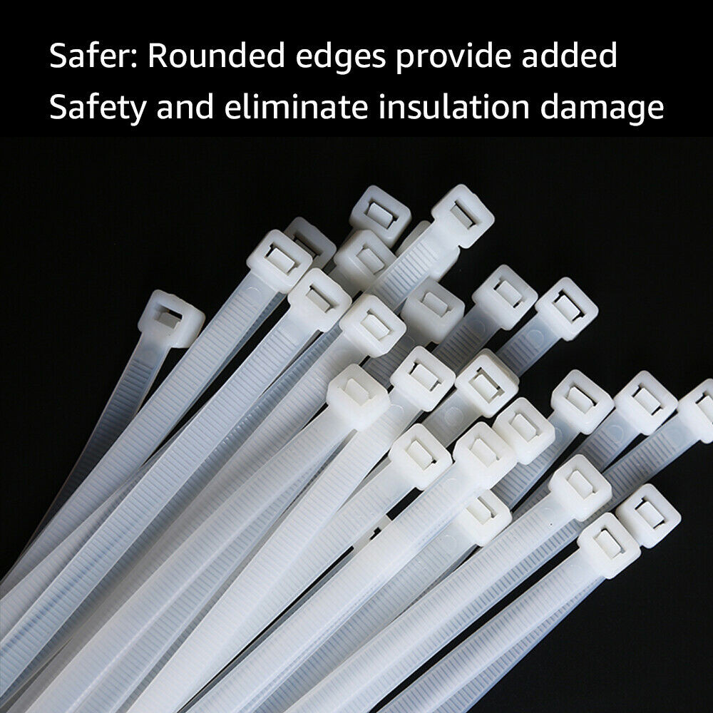 100-1000pcs Heavy Duty 8″ 12″ 18″ 24″ Nylon Plastic Cable Wire Zip Ties Wrap US
