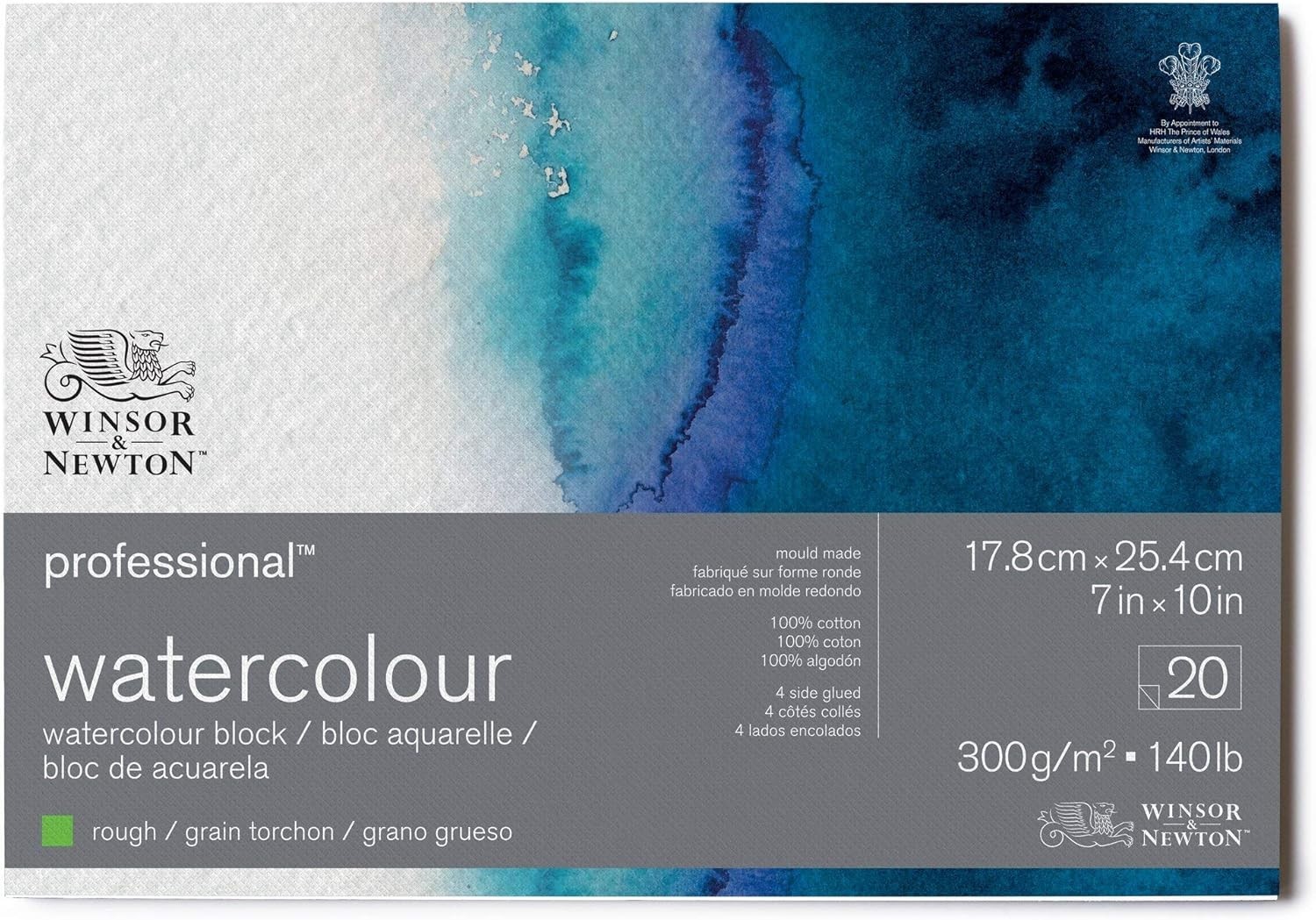 Winsor & Newton 6664009 Professional Watercolor Block – 7″ x 10″, Rough Press