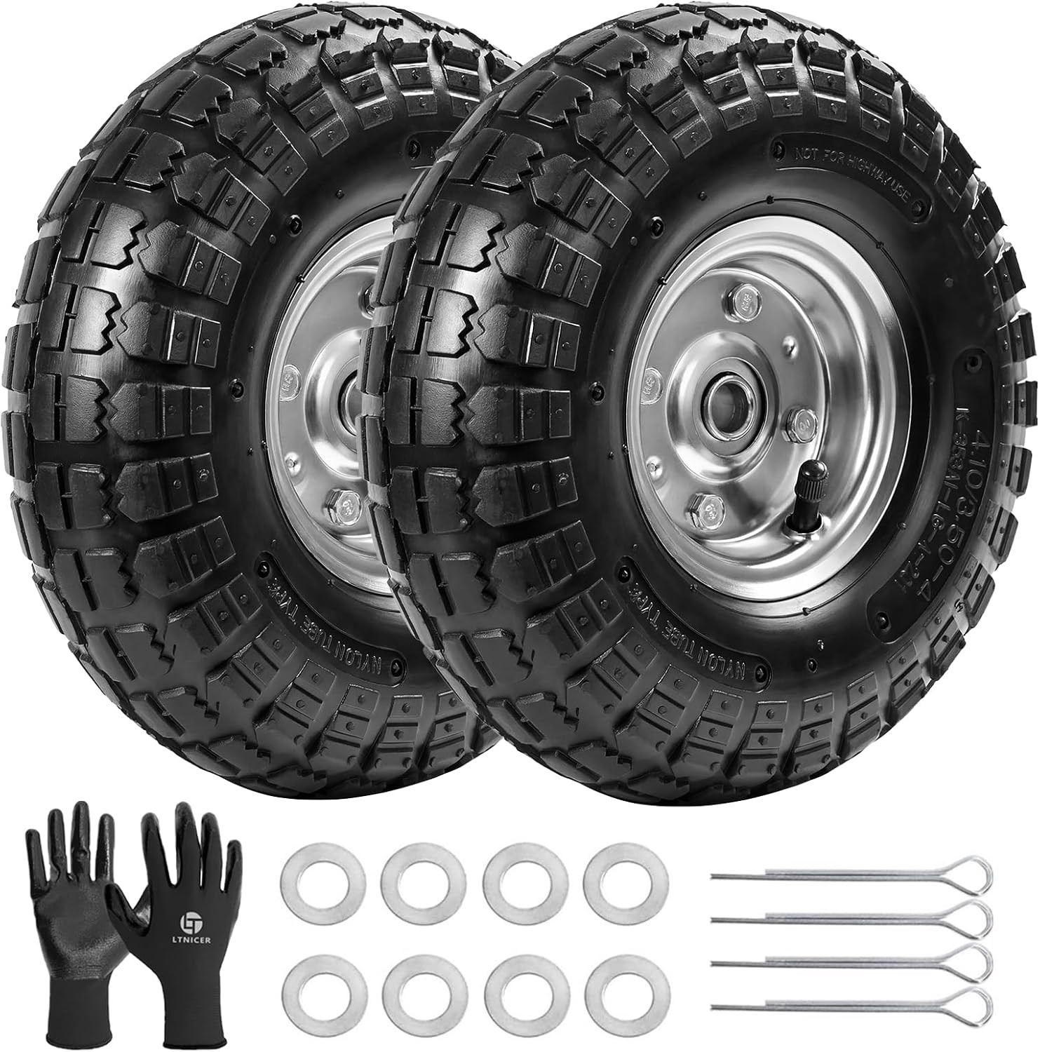 10″ Heavy-Duty Replacement Tires, 4.10/3.50-4″ for Gorilla Carts,Hand