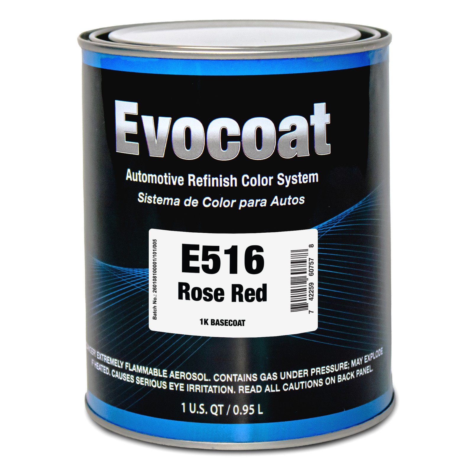 Evocoat 1K Base Coat E516 Rose Red QT, (Compatible With PC-1516 1:1 Mix Ratio)
