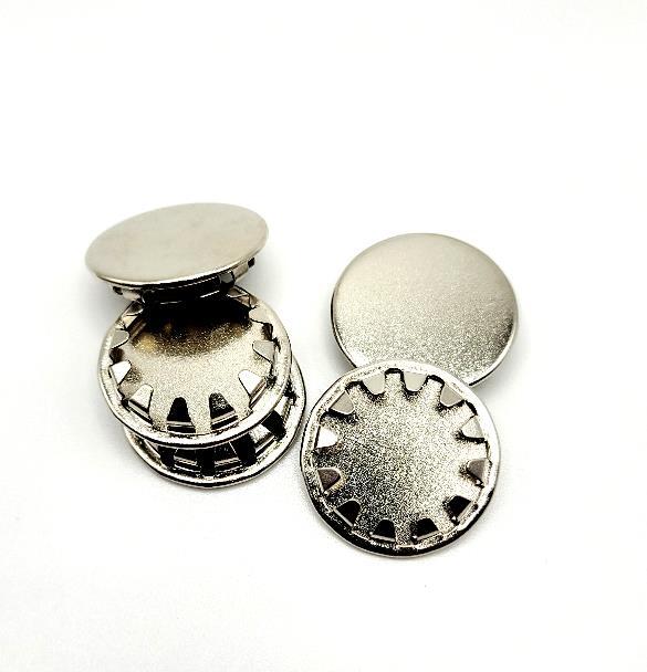 7/8” Metal Snap in Panel Plugs Bright Nickel Plated Steel Hole Cover .875 Silver