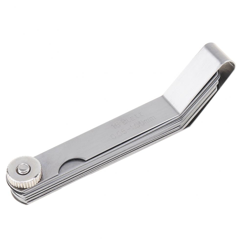 0.05-1mm Thickness Curved Steel Gapped Metric Filler Feeler Gauge 16pcs Blades