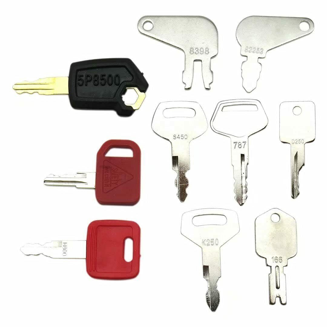 10 Heavy Construction Equipment Ignition Key Set For JD Case Komatsu Caterpillar