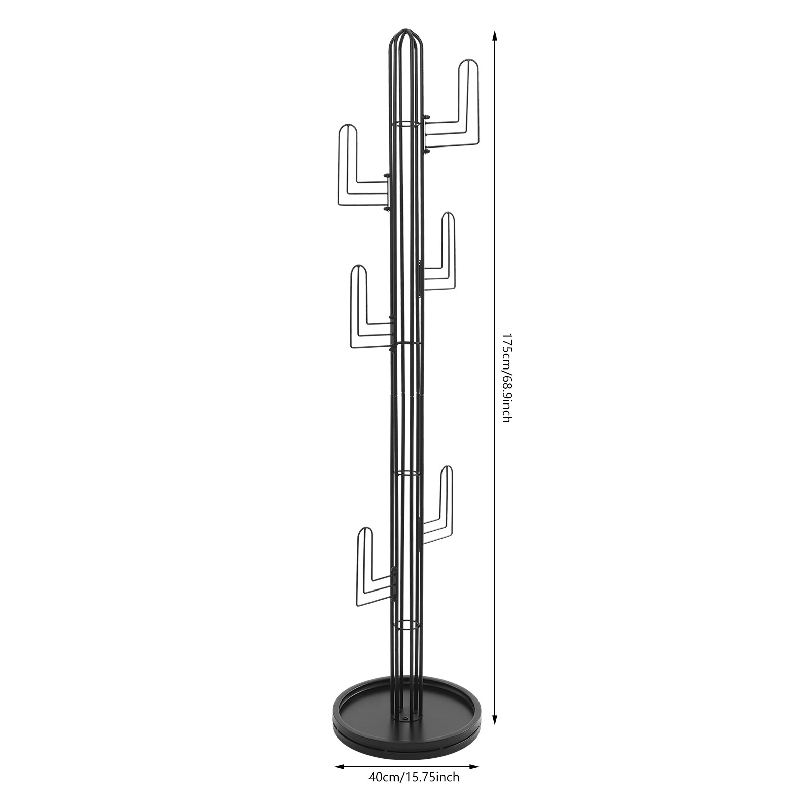 Freestanding Coat Rack Black Clothing Rack Stand Cactus Shape Clothing Stand