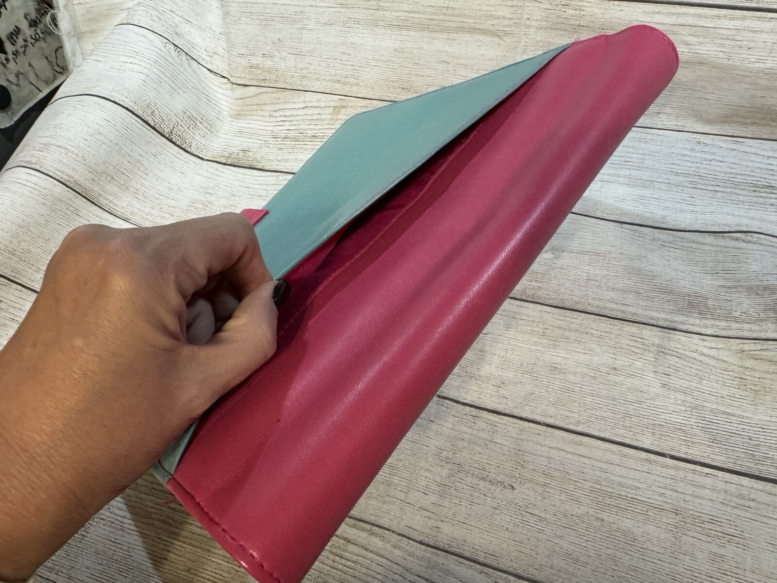 Cocoa Paper 8.5″ x 11″ Faux Leather Planner Cover Folio Bloom Daily Pink Teal T9