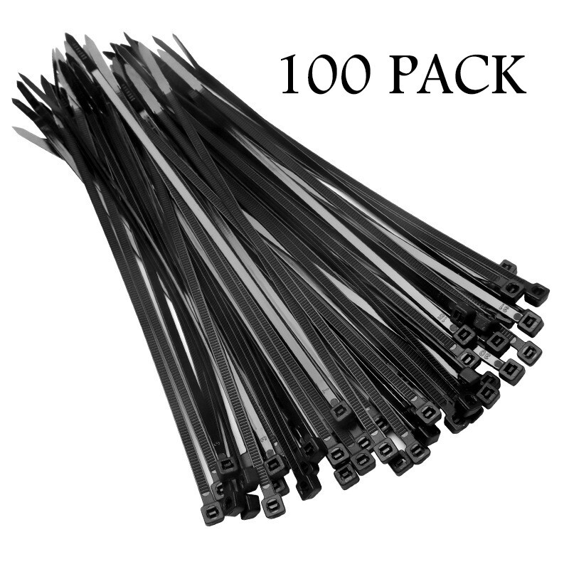10-inch zipper cable ties, black, suitable for both indoor and outdoor use