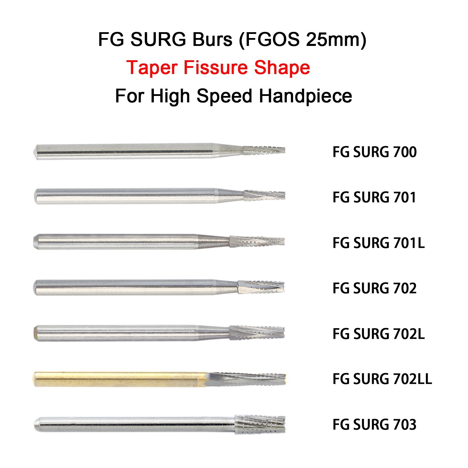 Wave Dental FGOS Surgical Burs Long Carbide Burr 25mm FG SURG 557 702 Round 4 6