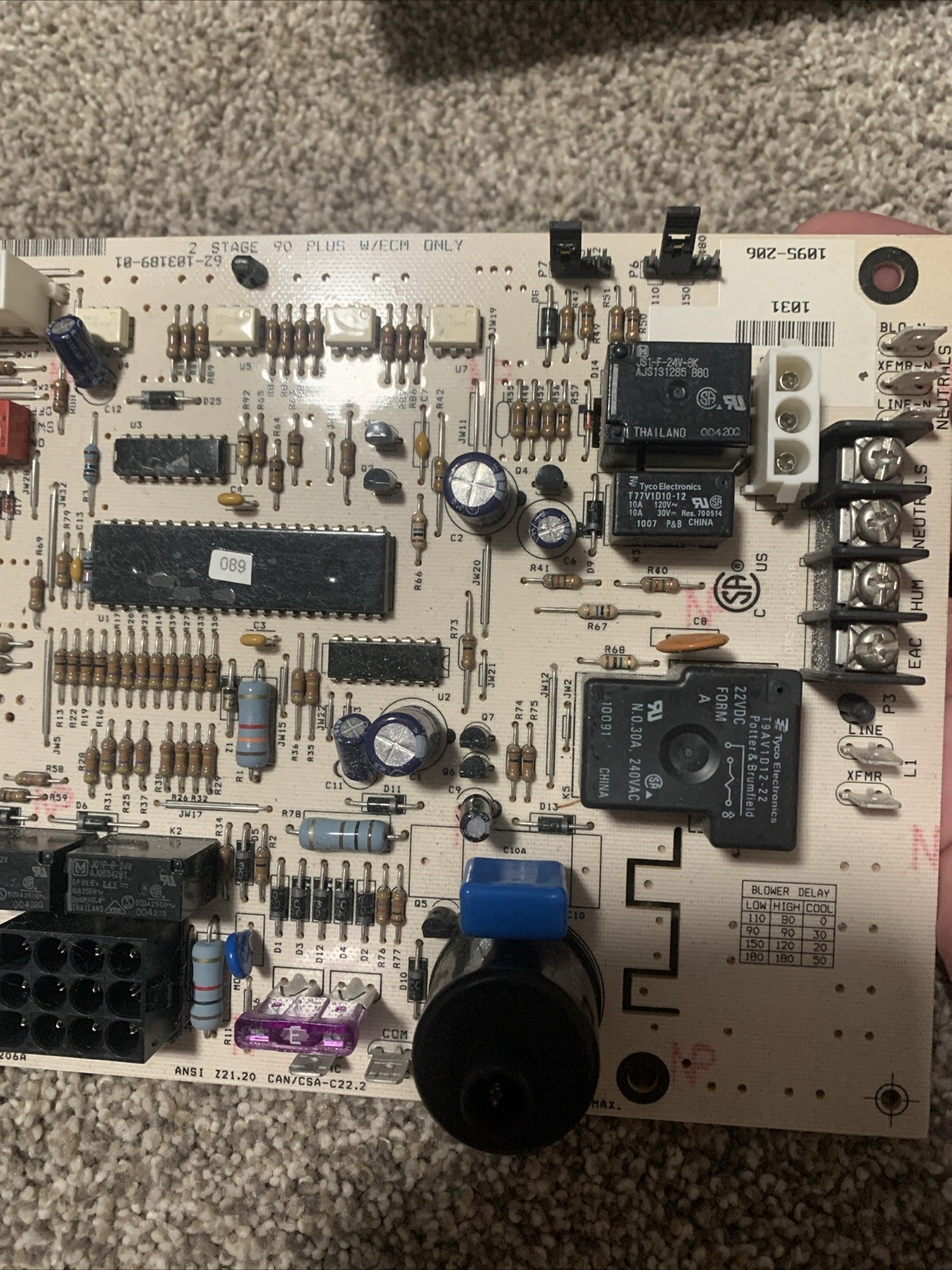 Rheem Ruud Weather King 62-103189-01 Furnace Control Circuit Board 1095-206