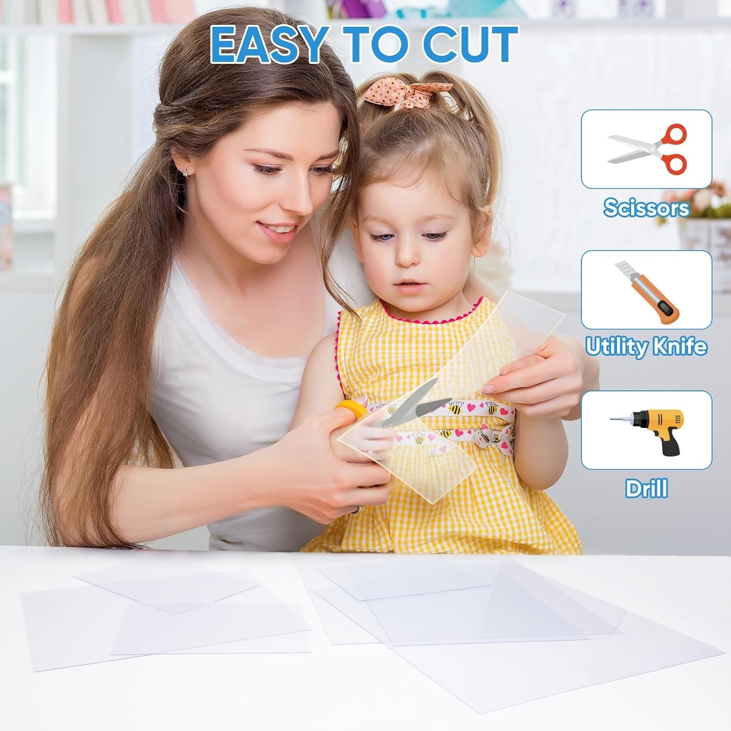 TICONN 6PK 8″ x 10″ PET Plexiglass Sheets, Clear Plastic Sheet, Easy to Cut Thin