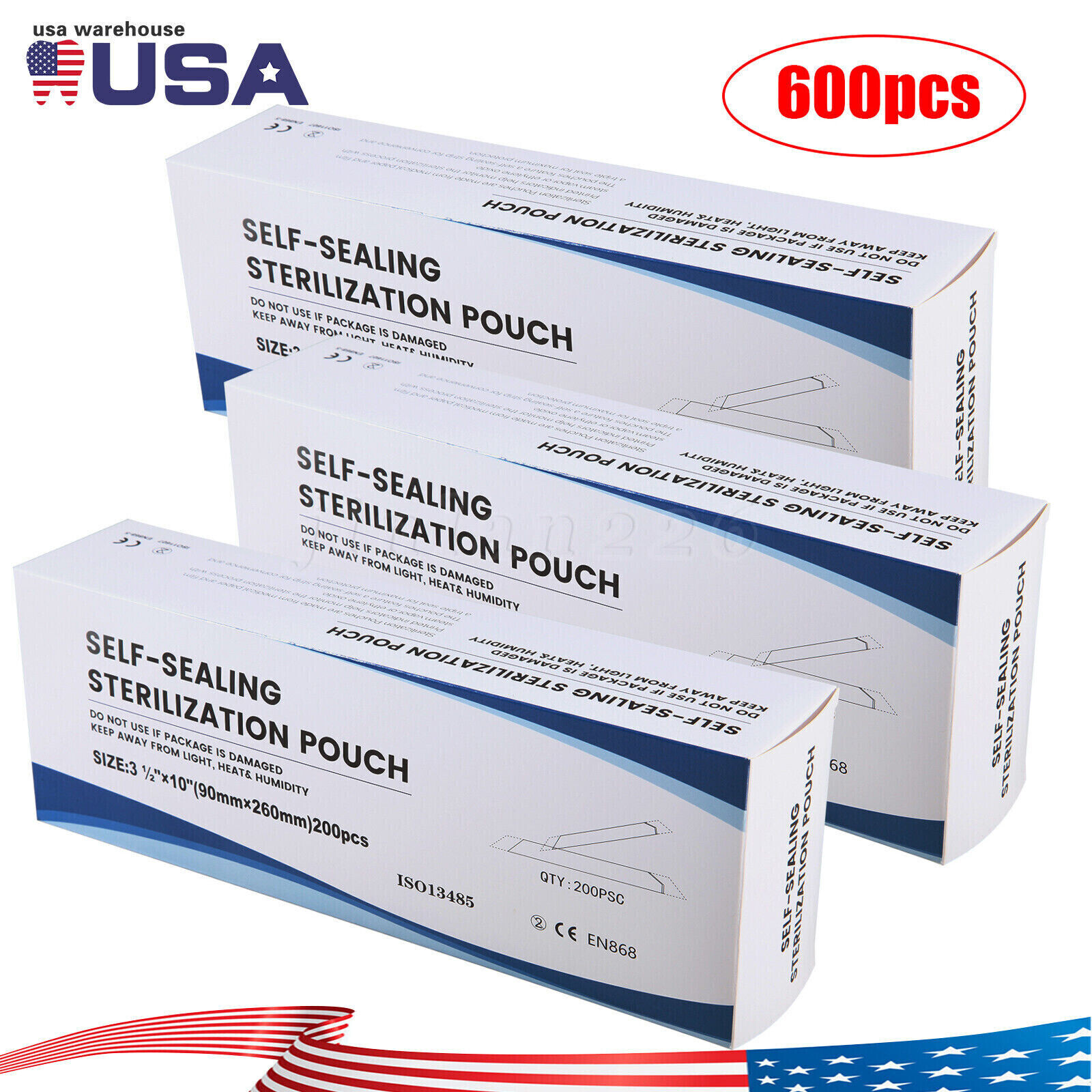 3.5″ X 10″ Self Sterilization Pouches Autoclave Pouch, Sterilizer Bags Dental US