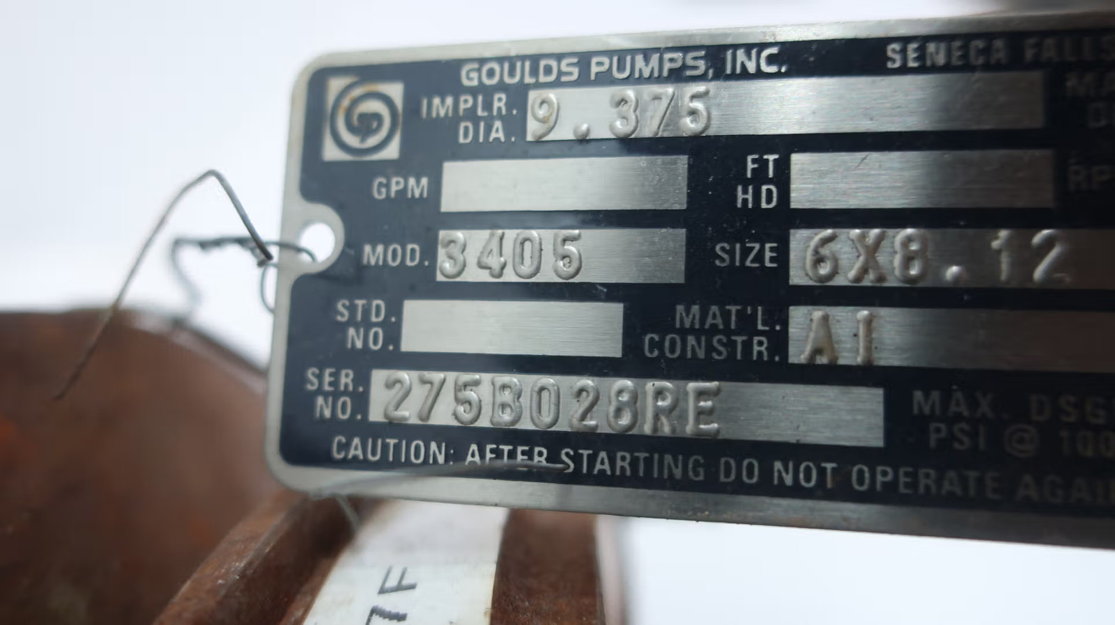 Goulds 3405 Rotating Assembly 9-3/8in 6×8.12