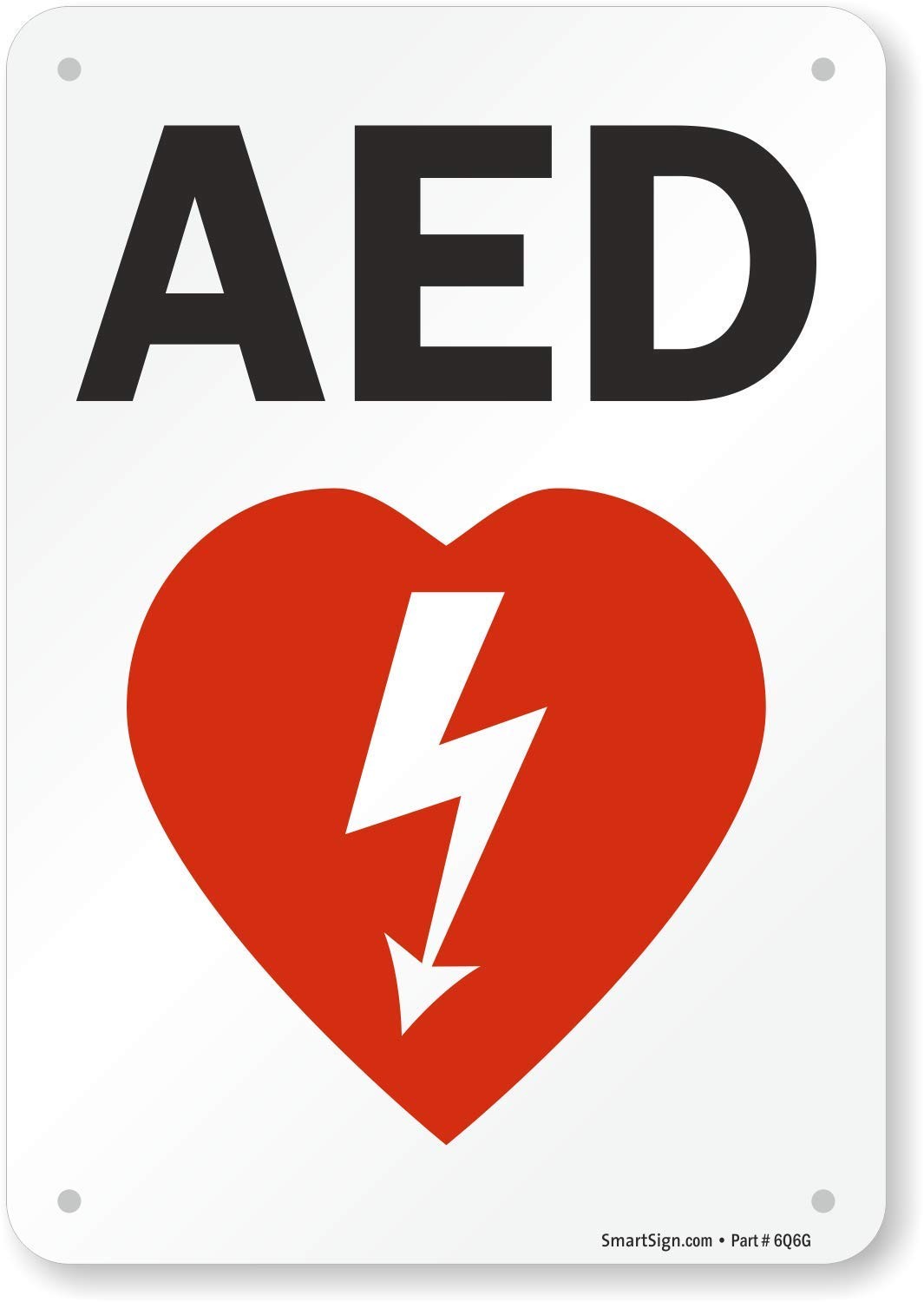 AED Defibrillator Sign 7″ x 10″ Plastic Emergency Wall Location Sign 7×10