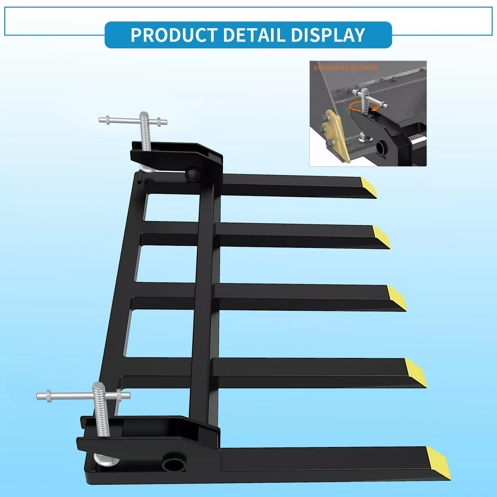 42″ Clamp Debris Forks Tractor Skid Steer Loader Bucket Pallet Forks Heavy Steel