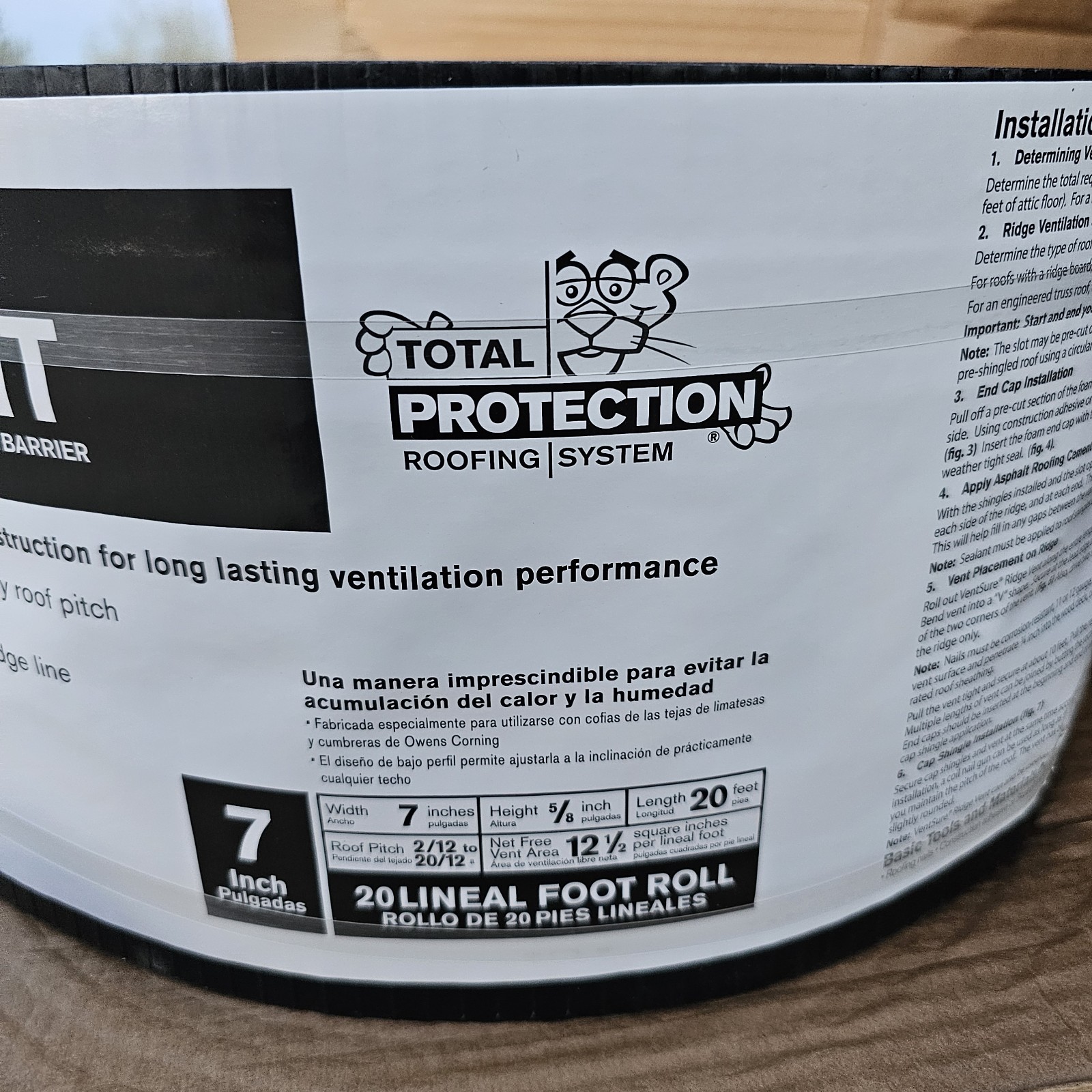 Owens Corning VentSure 7 in. x 20 ft. Ridge Vent Rigid Roll w/Weather Protector