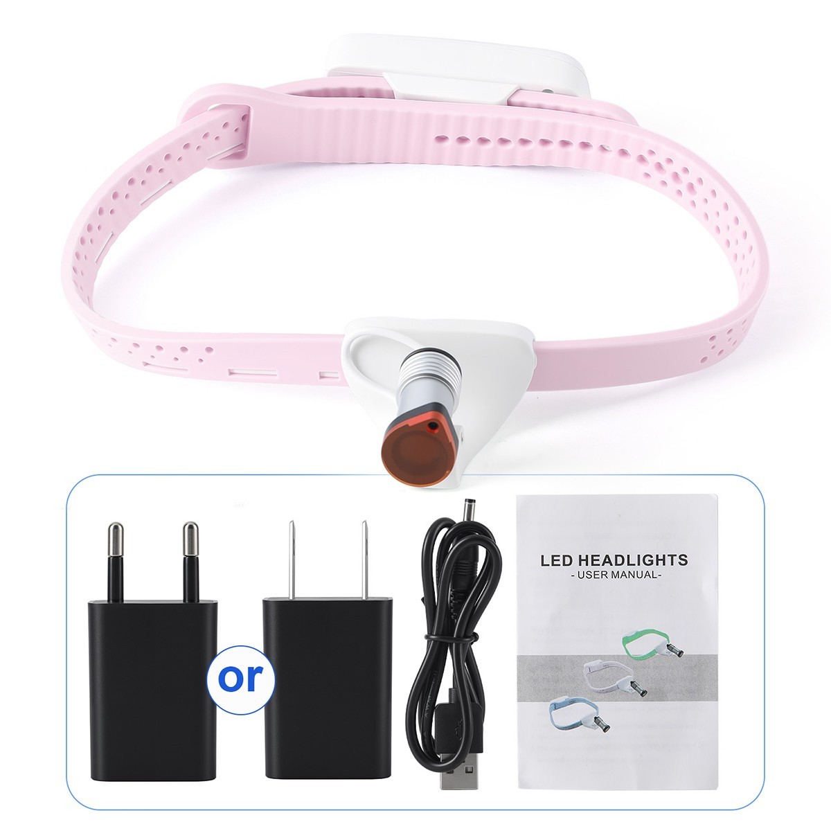 5W Dental LED Surgical Headlight Headband Headlamp Wireless Light Filter Pink