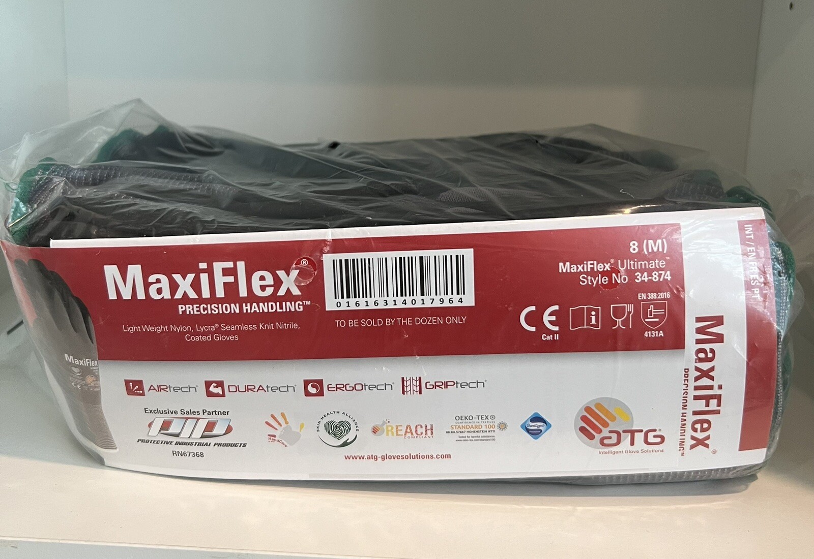 New MaxiFlex Ultimate 34-874 Seamless Nylon Gloves Nitrile 12 Pk. Various Sizes