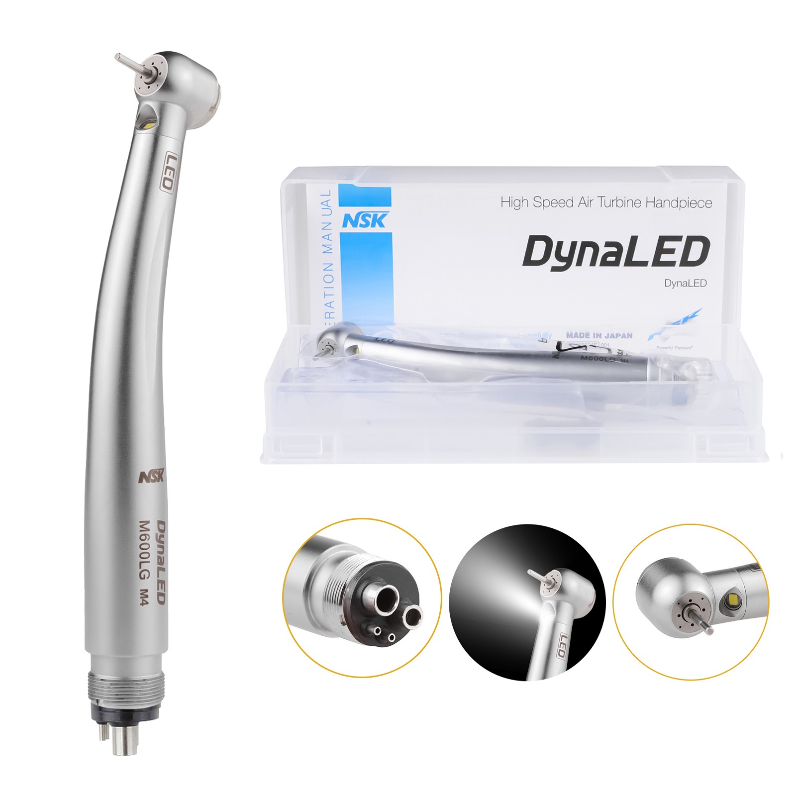 DynaLED Dental High Speed LED Handpiece Self-generator Air Turbine 4H Push