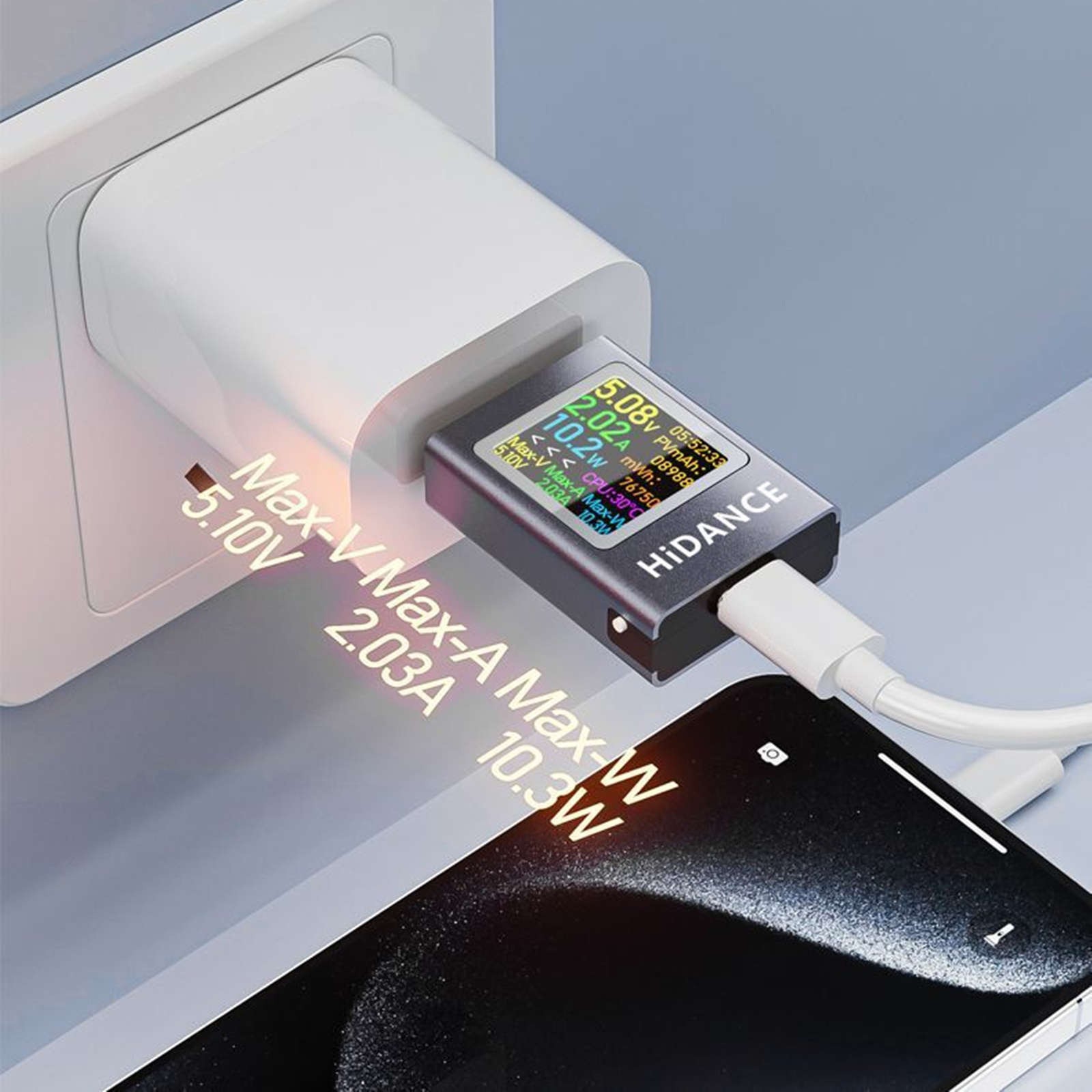 USB C Power Bank Tester Capacity Detection 50V Input PD3.1 Support Color Screen