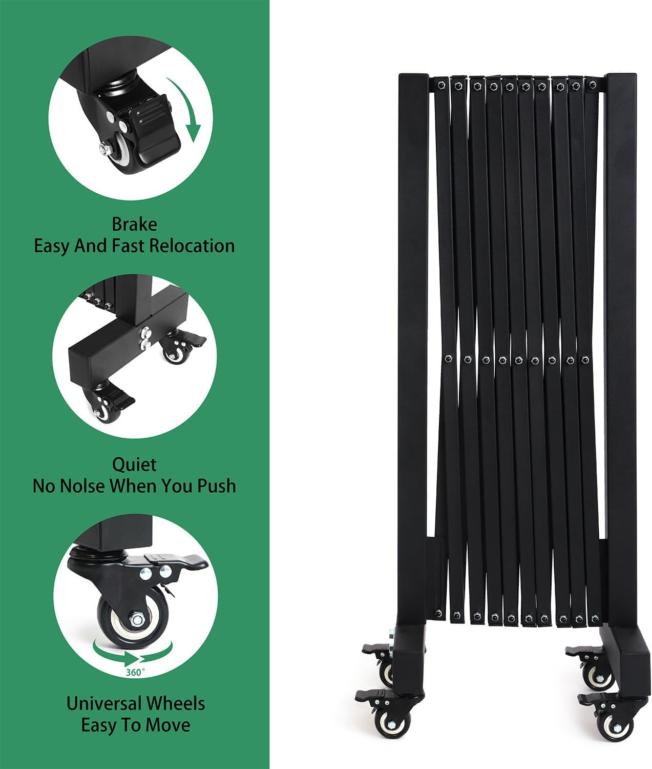 11.5FT Expandable Barricade Gate, Expandable Metal Barricade Gate Alloy Fence wi