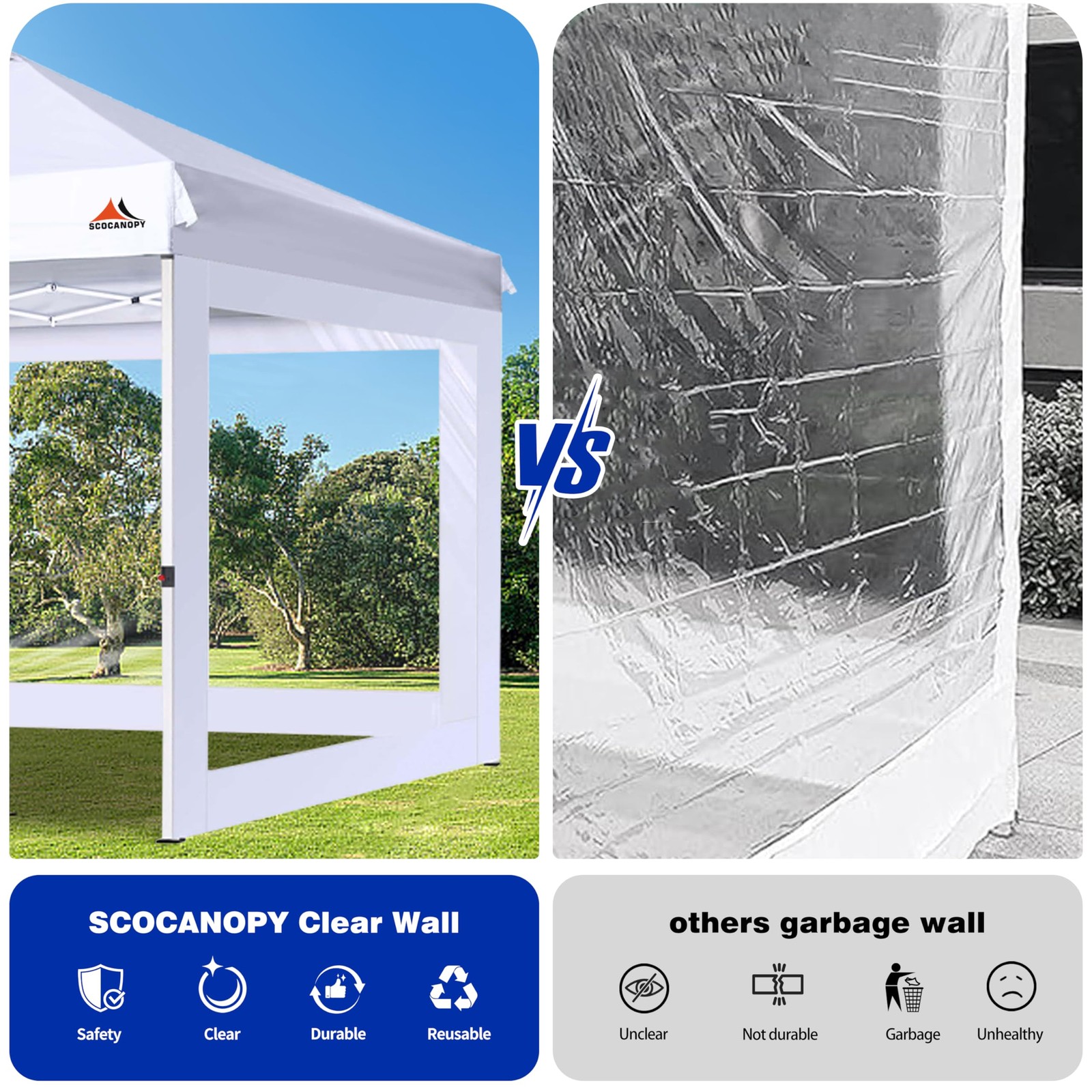 Scocanopy Clear Window Sidewall For 12X12 Canopy Frame 3 Pack Sunwalls Onlywhite