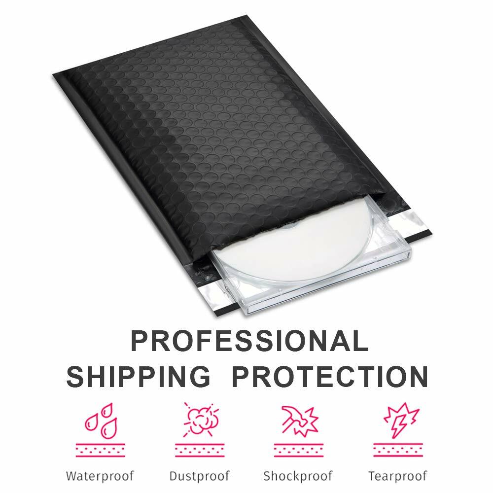 1000 #0 Black Poly Bubble Padded Envelopes Self-Sealing Mailers 6X10 (Inner 6×9)