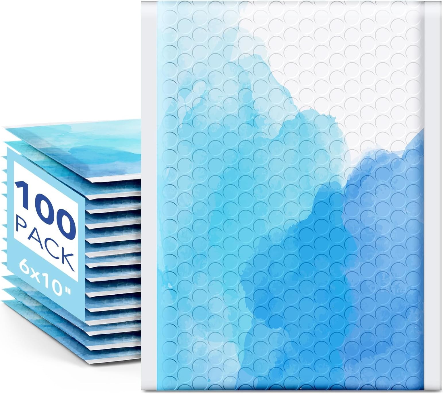 Fuxury Bubble Mailers 6×10″ Blue Watercolor Small Padded Envelopes 100 Pack U…
