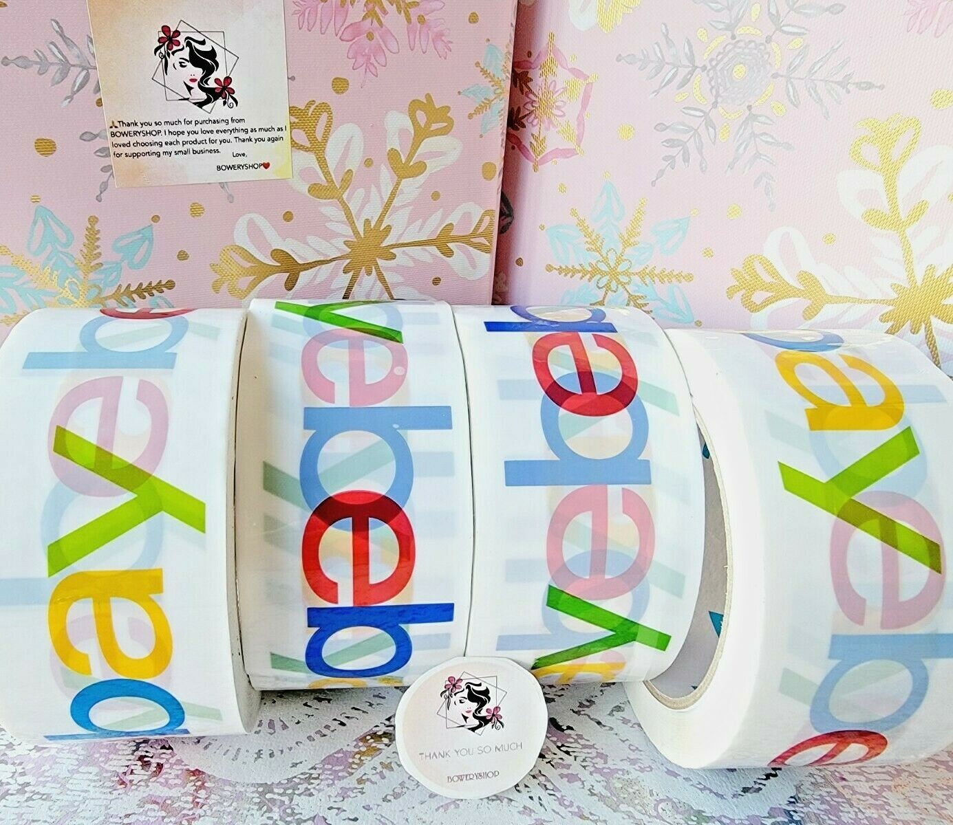4 Rolls Official eBay Brand Logo Packing Packaging Tape Shipping 2″ x 75 yards